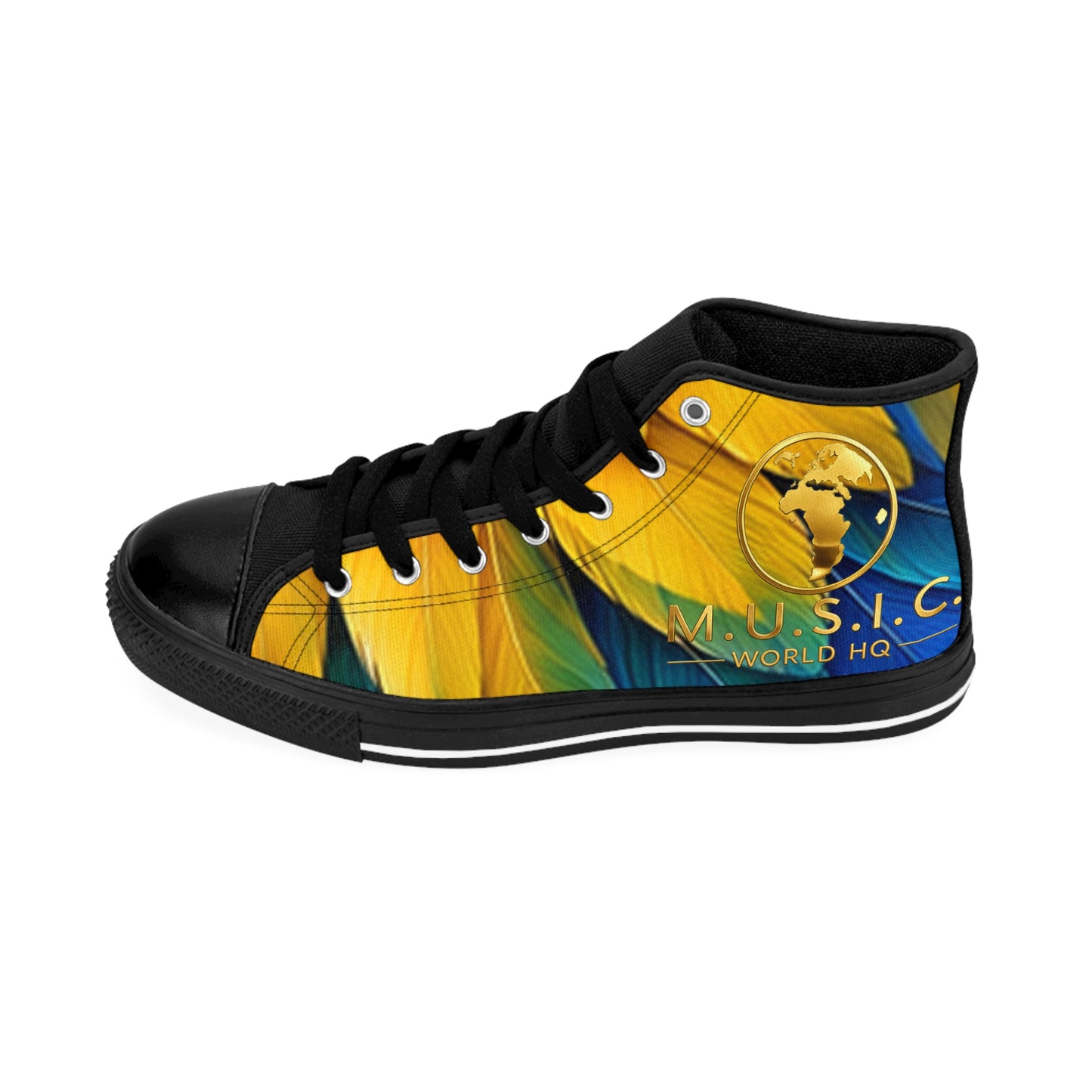 Wild by Design™ — Scarlet Macaw Print High-Top Sneakers | Feathered Royalty