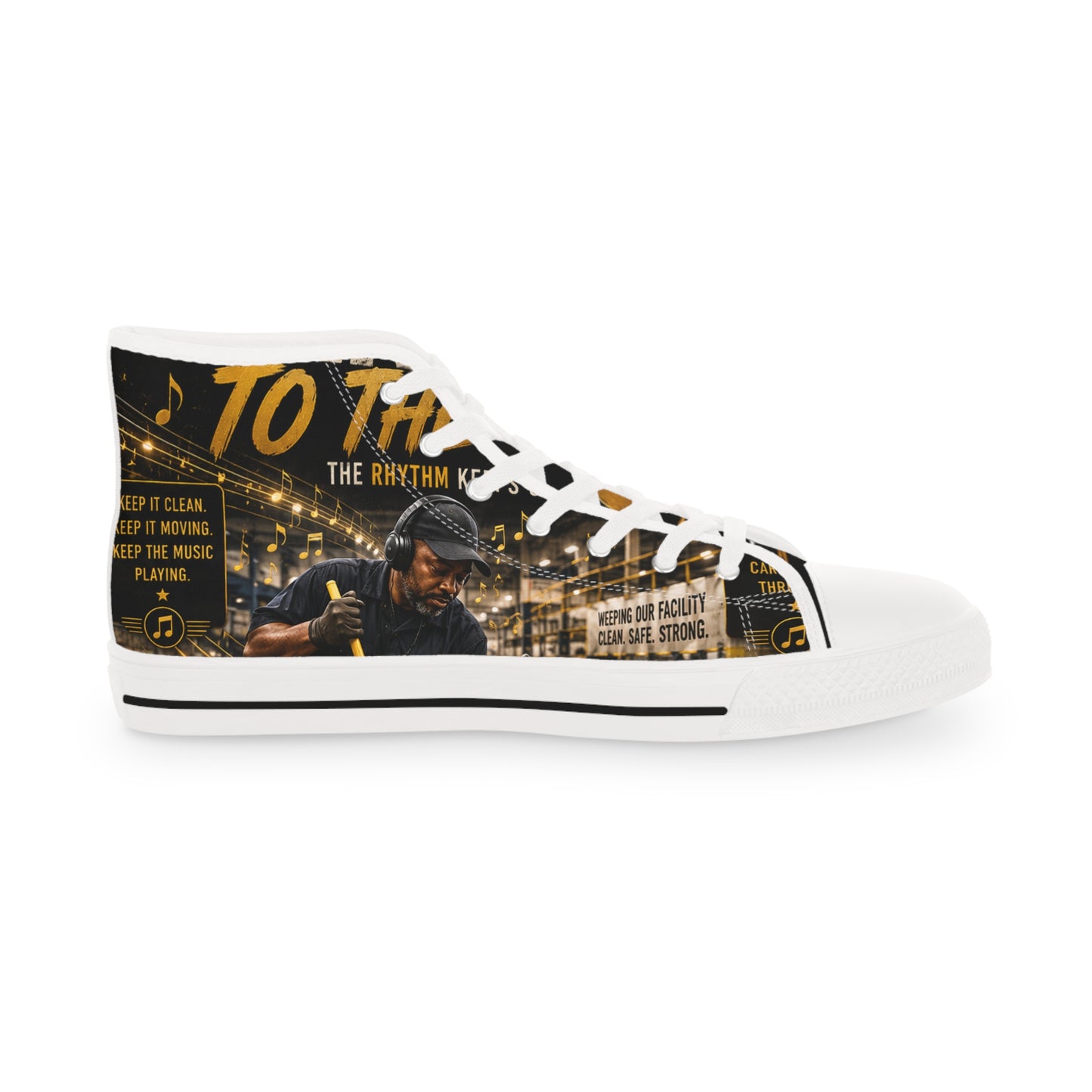 Cleaning to the Beat — High-Top Sneakers