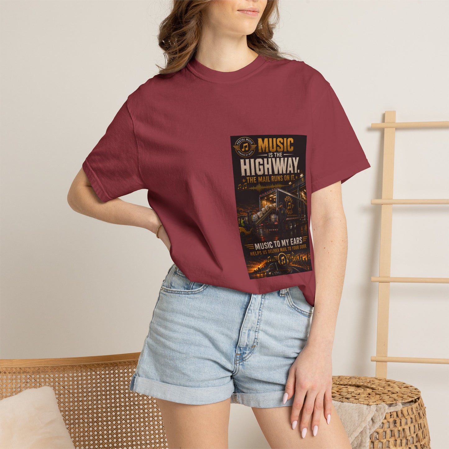 Postal Music — Music Is the Highway — Garment-Dyed T-Shirt