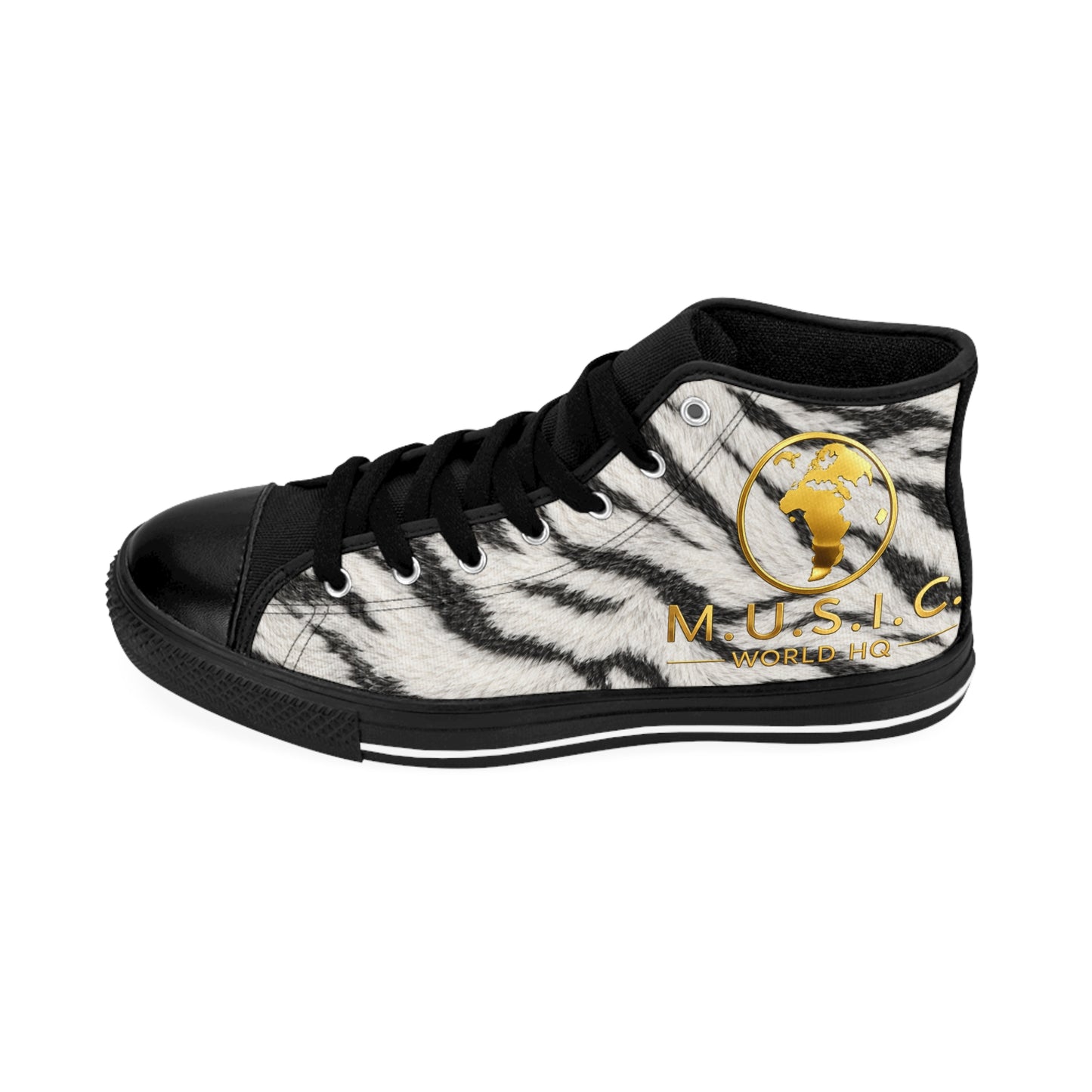 Wild by Design™ — White Tiger Print High-Top Sneakers | Big Cat Dynasty