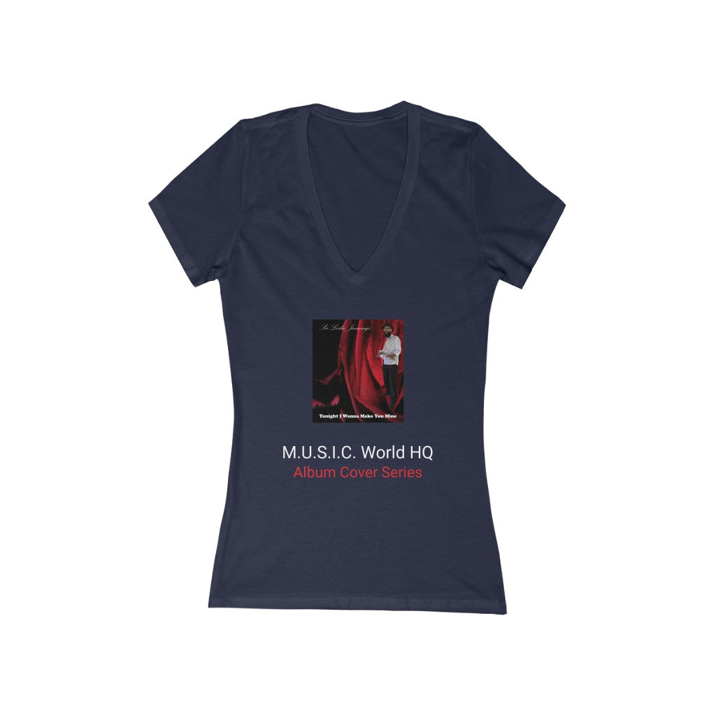 M.U.S.I.C. World HQ Women's Jersey Short Sleeve Deep V-Neck Tee