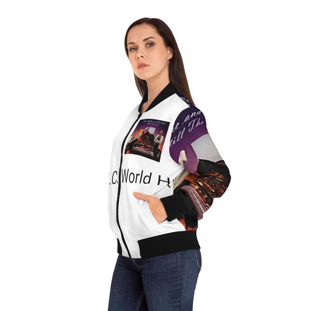 M.U.S.I.C. World HQ Album Cover Series Women's Bomber Jacket (AOP)