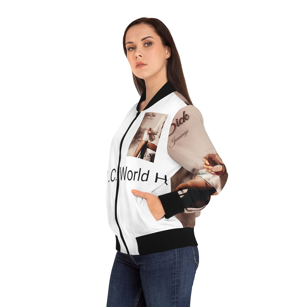 M.U.S.I.C. World HQ Album Cover Series Women's Bomber Jacket (AOP)
