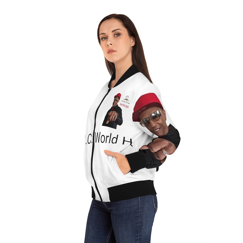M.U.S.I.C. World HQ Album Cover Series Women's Bomber Jacket (AOP)