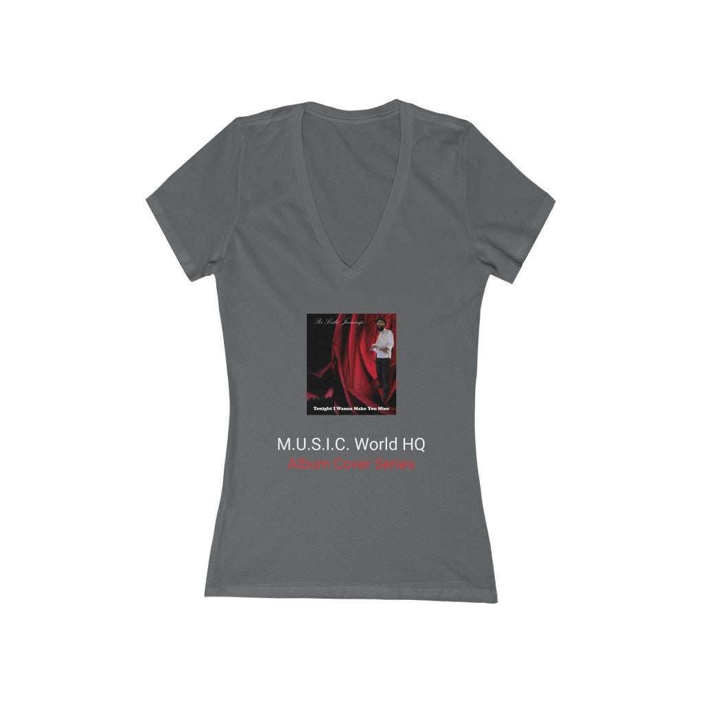 M.U.S.I.C. World HQ Women's Jersey Short Sleeve Deep V-Neck Tee
