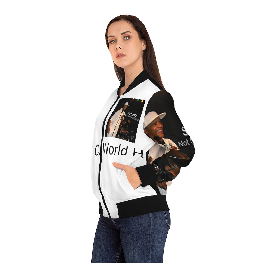 M.U.S.I.C. World HQ Album Cover Series Women's Bomber Jacket (AOP)
