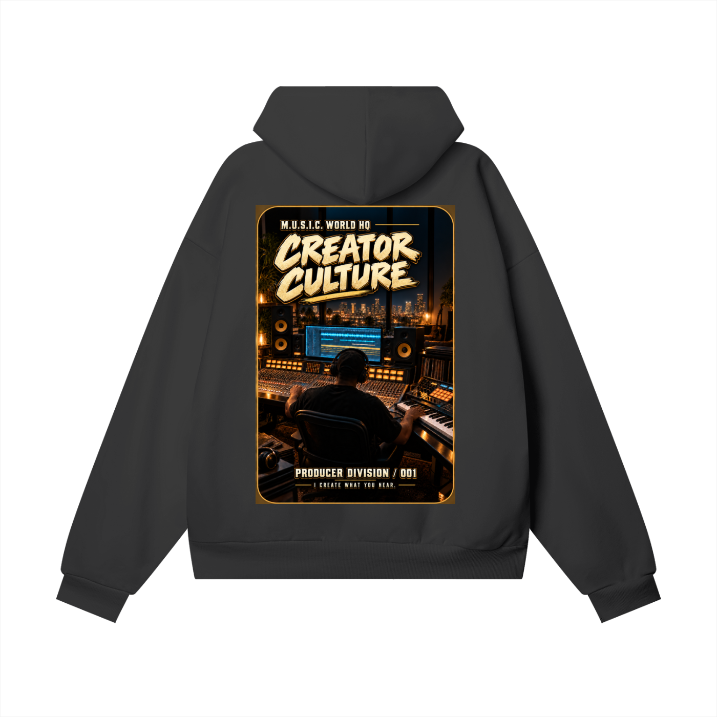 M.U.S.I.C. World HQ Creator Culture – Producer Division 001 Heavyweight Hidden Pocket Fleece Hoodie