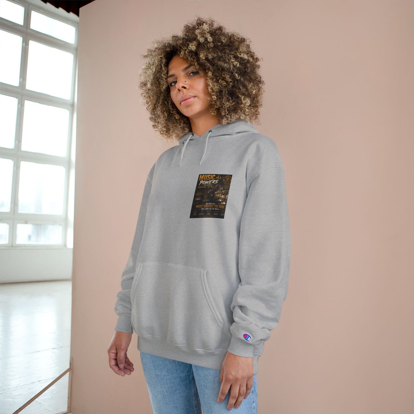 Postal Music — Music Powers the People — Champion Premium Hoodie
