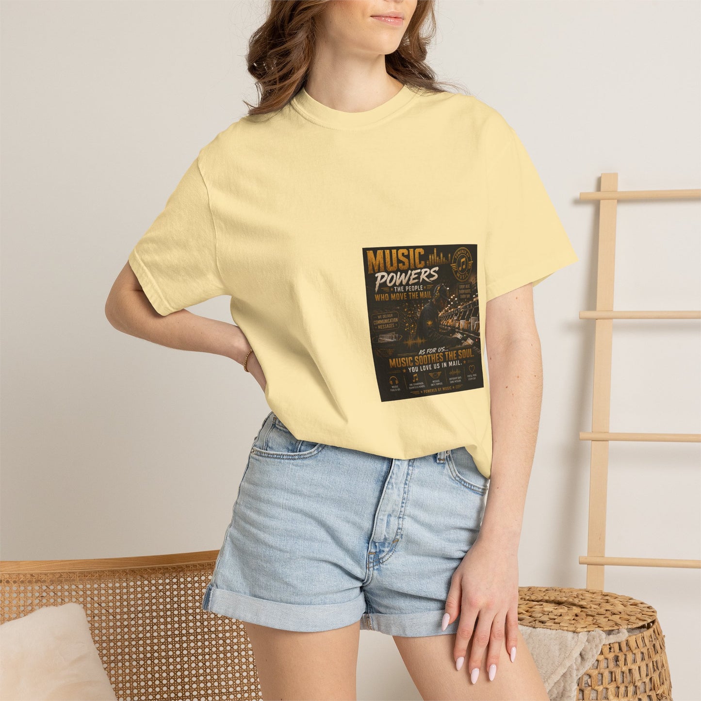 Postal Music — Music Powers the People — Garment-Dyed T-Shirt