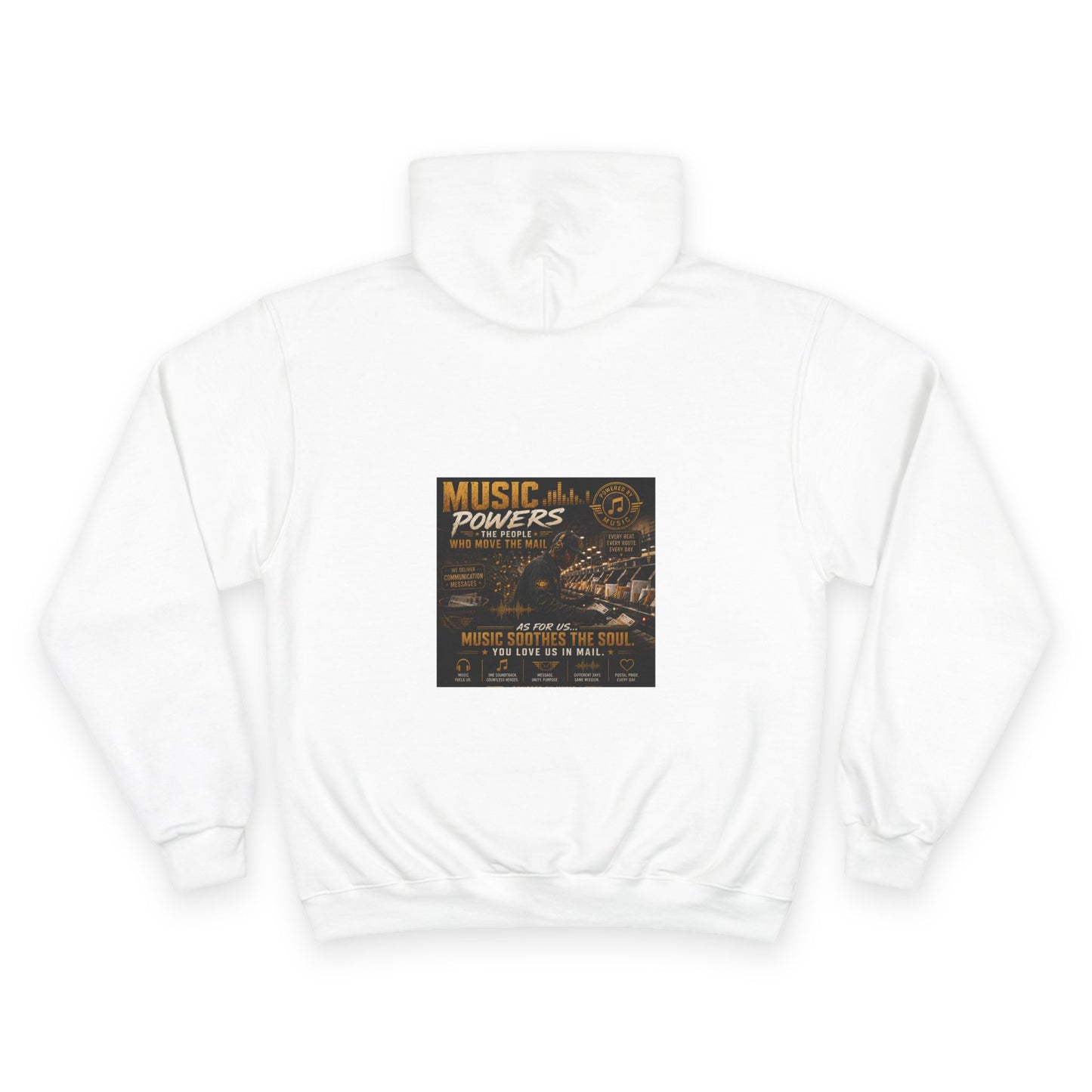Postal Music — Music Powers the People — Champion Premium Hoodie