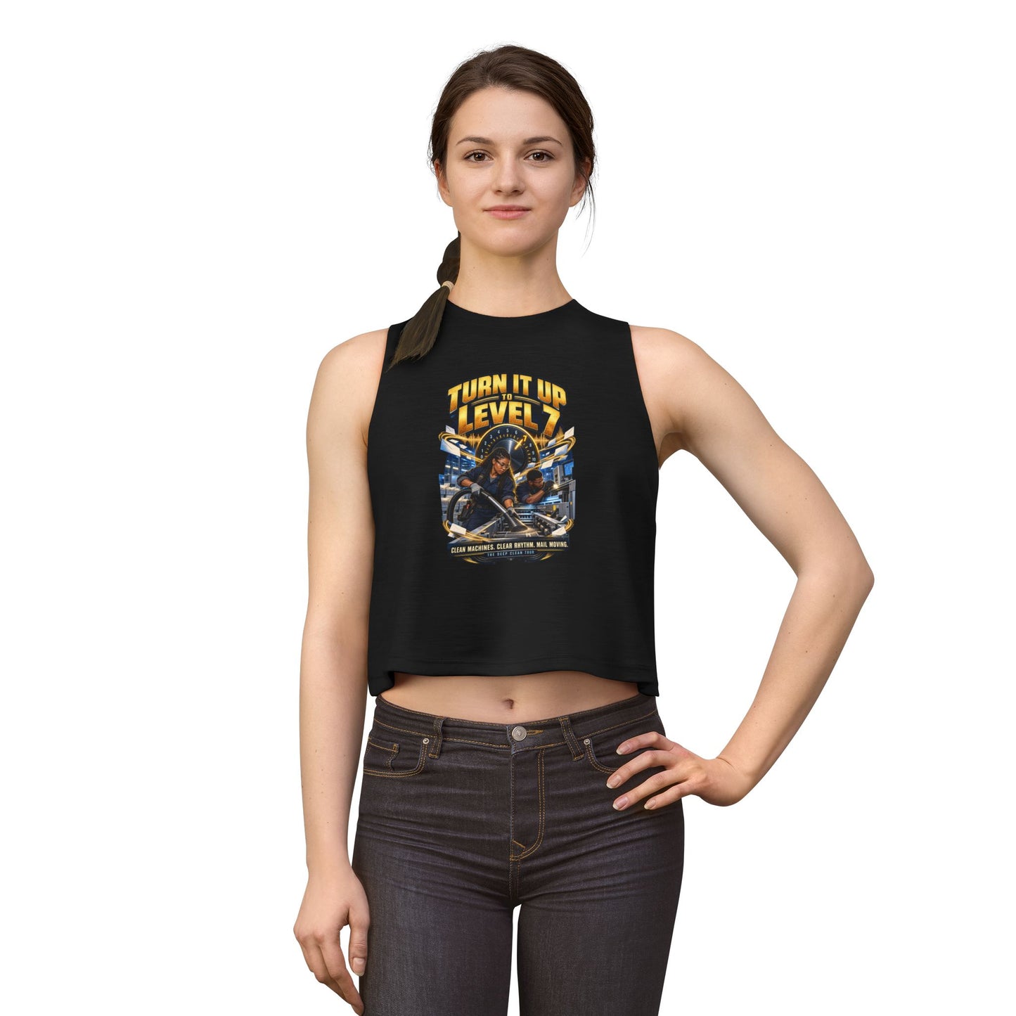 Postal Music - Turn It Up to Level 7 - Women's Crop T-Shirt