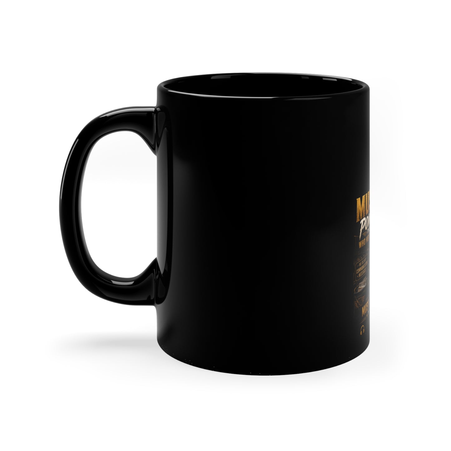 Postal Music — Music Powers the People — Black Coffee Mug 11oz