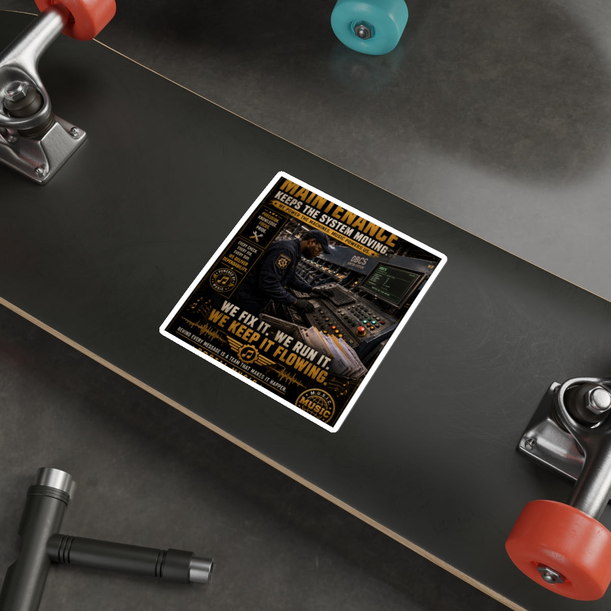 Postal Music — Maintenance Keeps the System Moving — Die-Cut Sticker