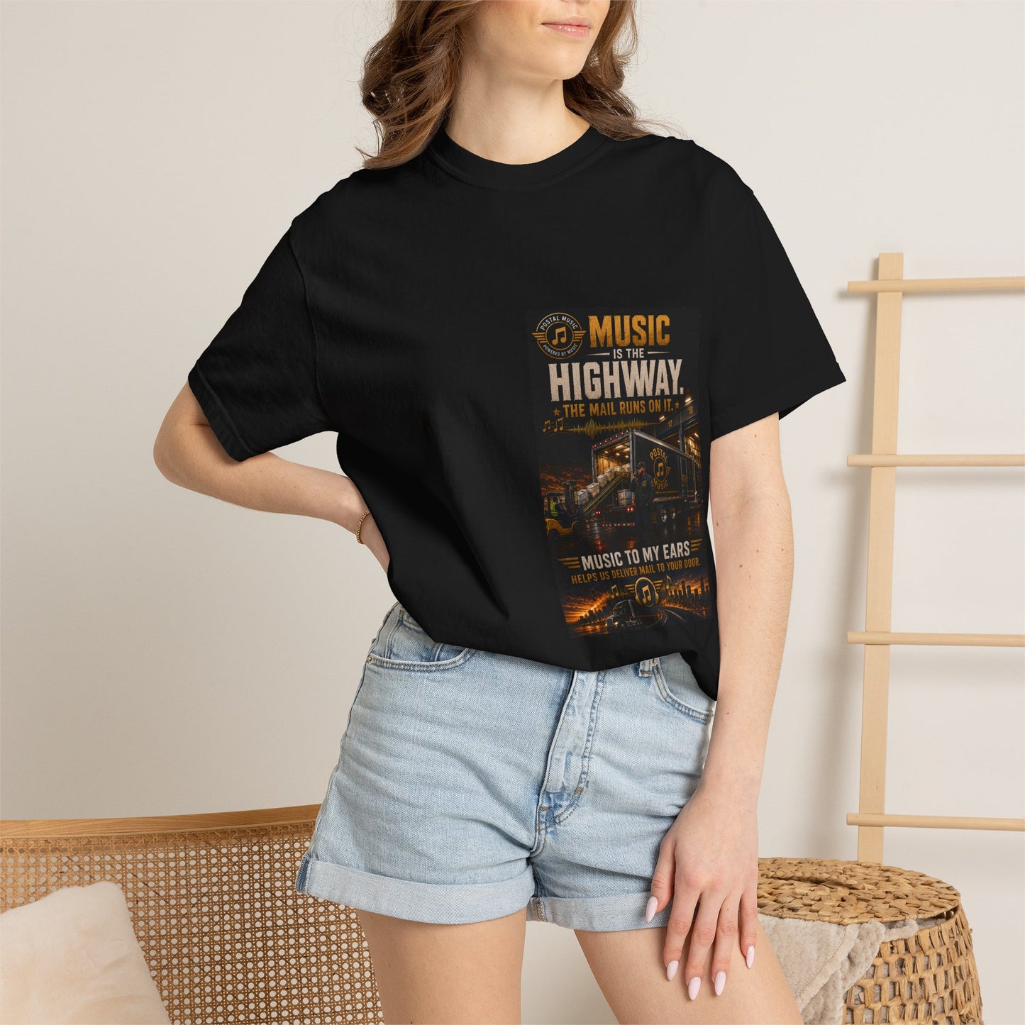 Postal Music — Music Is the Highway — Garment-Dyed T-Shirt