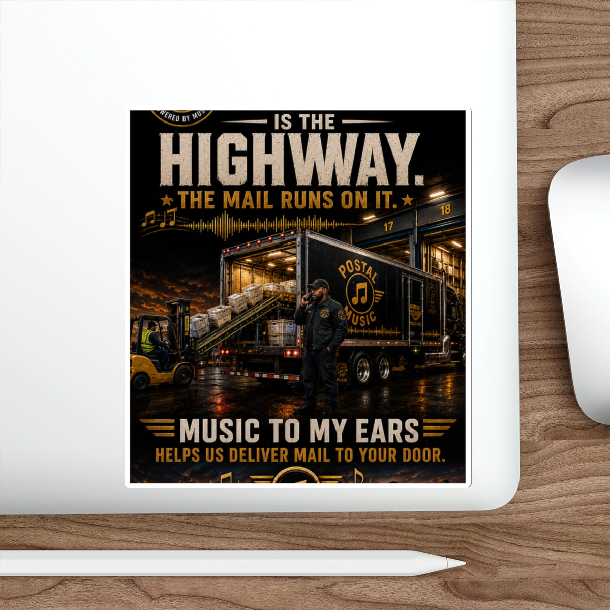 Postal Music — Music Is the Highway — Die-Cut Sticker