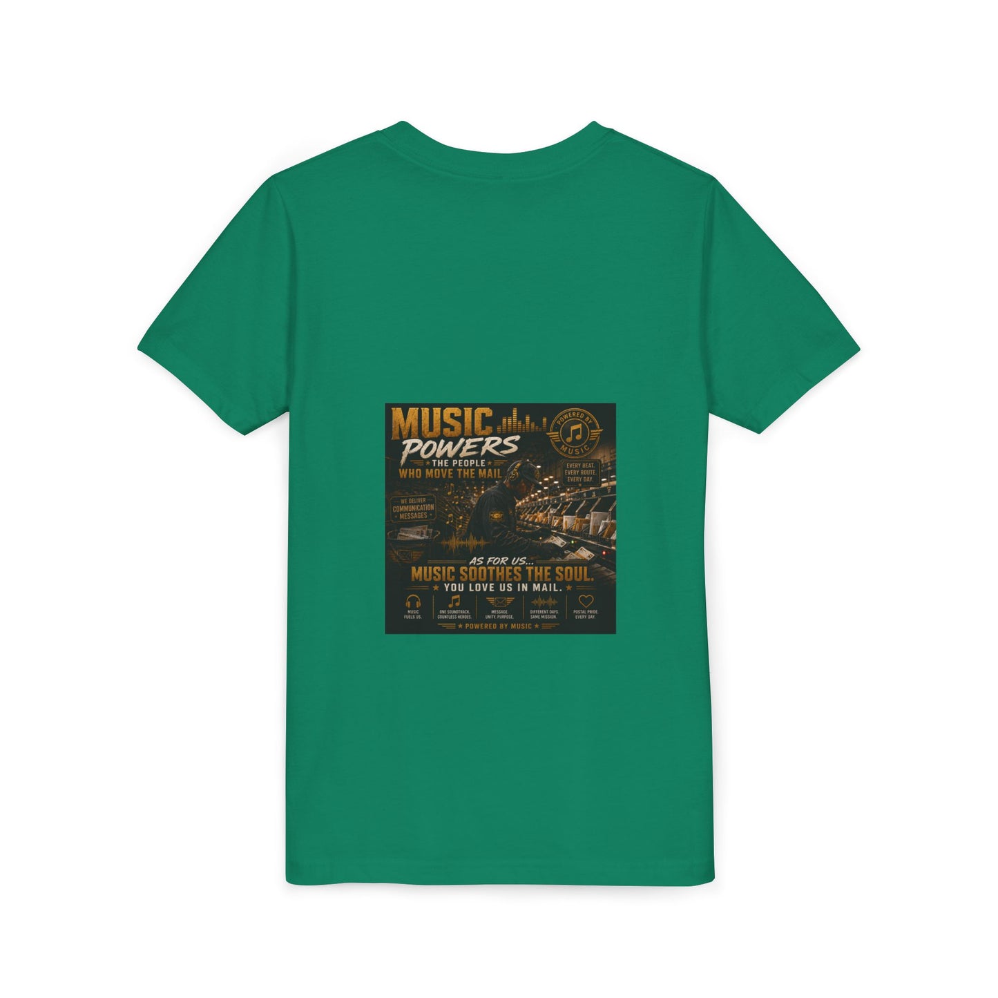 Postal Music — Music Powers the People — Youth T-Shirt