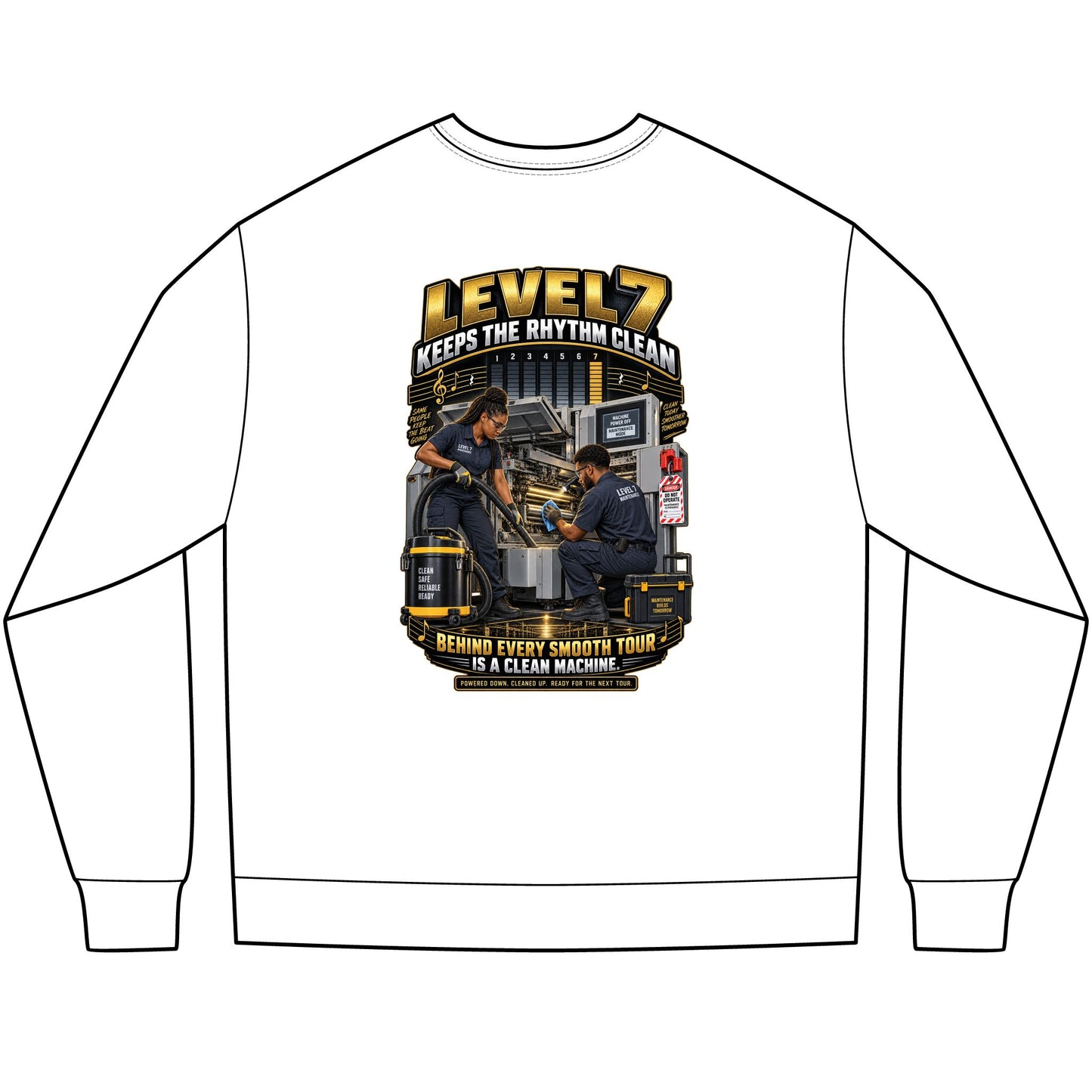 Postal Music - Level 7 Keeps the Rhythm Clean - Heavyweight Long-Sleeve Tee