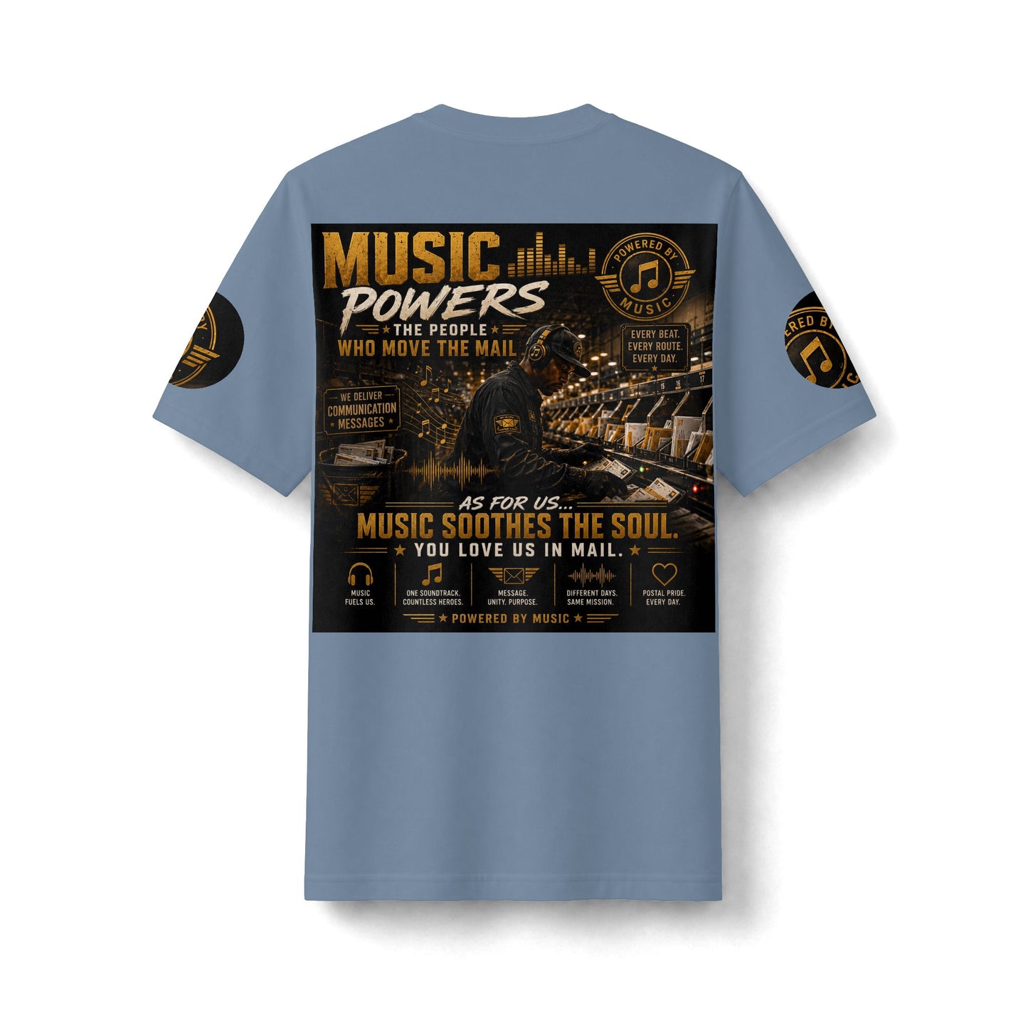 Postal Music — Music Powers the People — Heavyweight T-Shirt