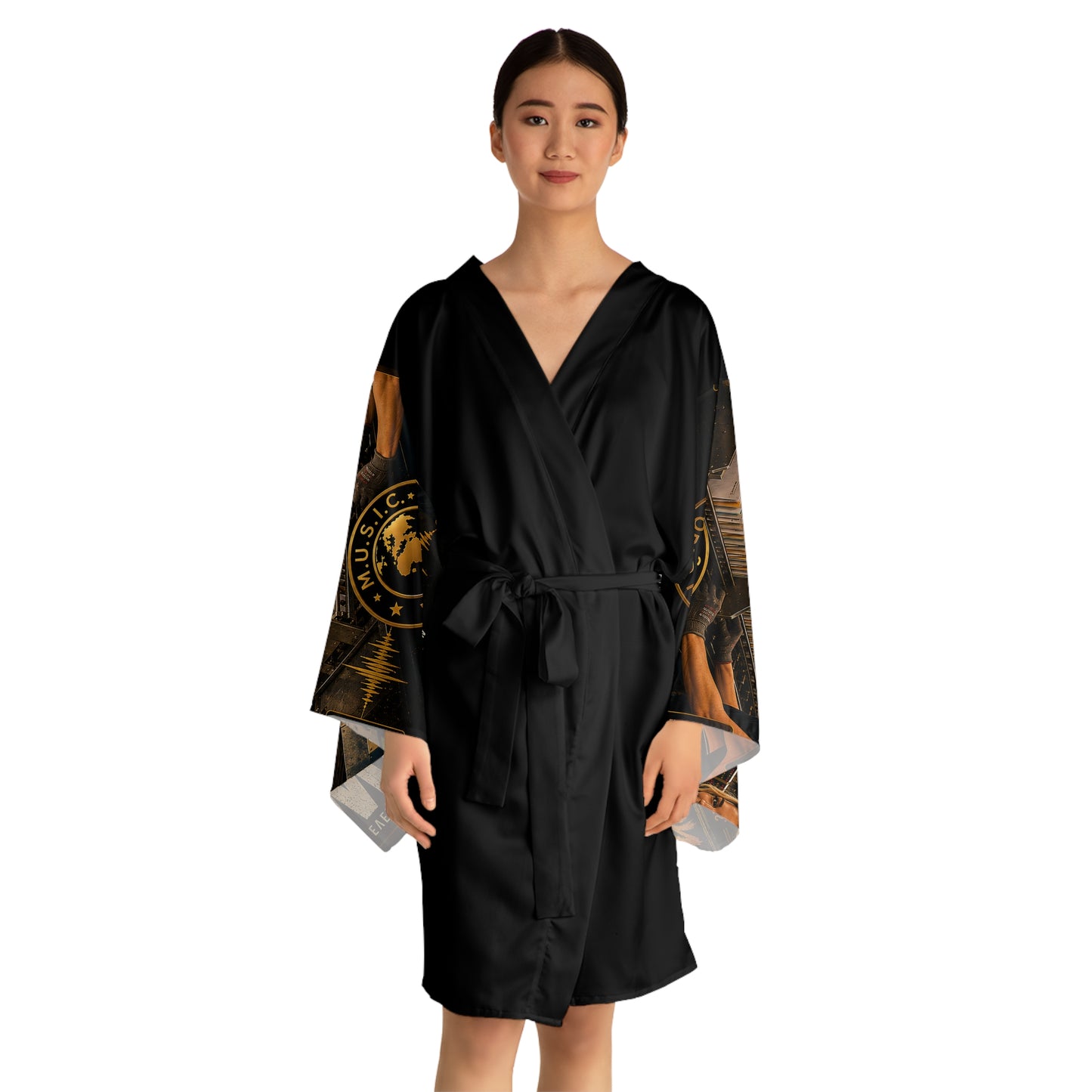 Postal Music — We Sort. You Count On It. — Long Sleeve Kimono Robe (AOP)