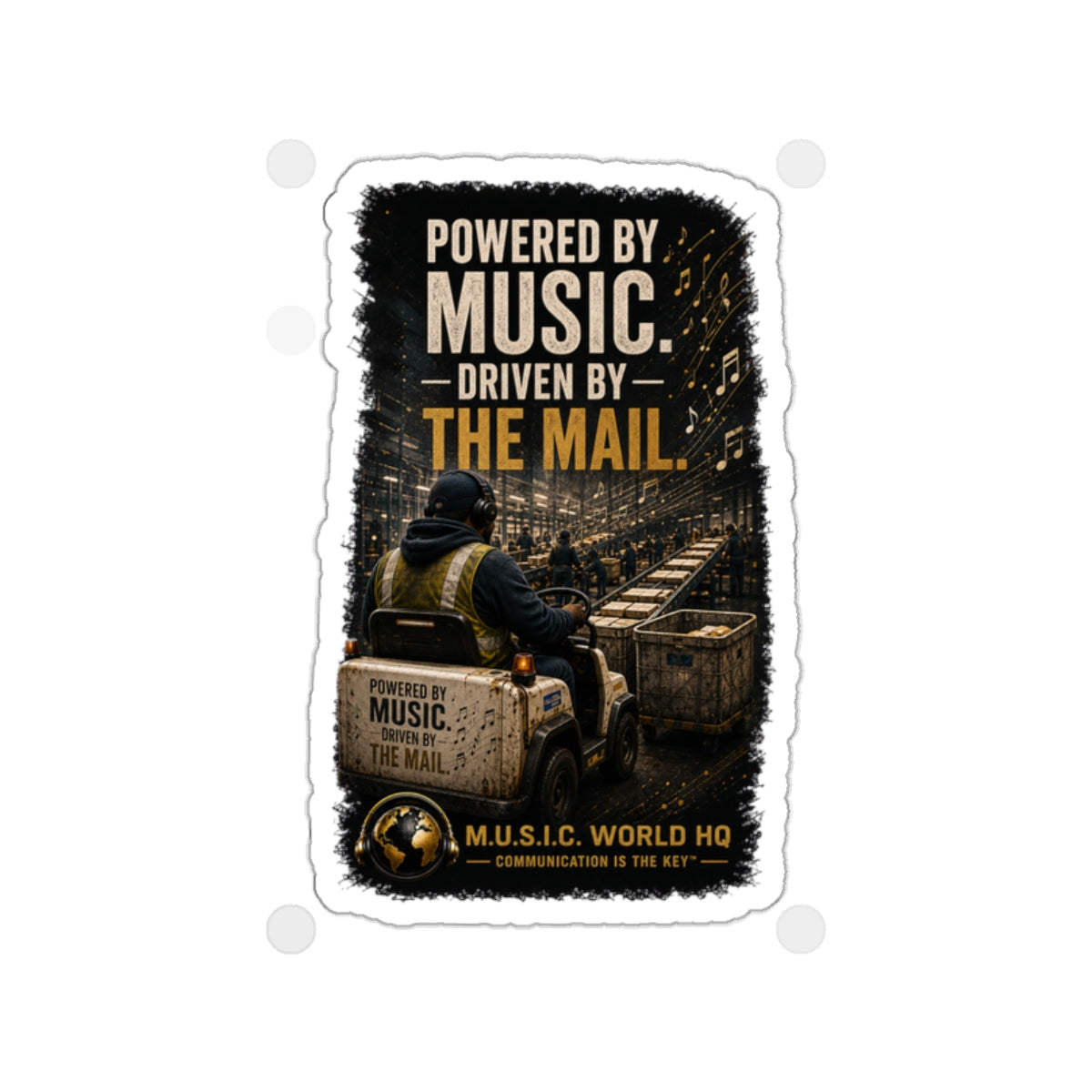 Postal Music - Powered by Music Die-Cut Sticker