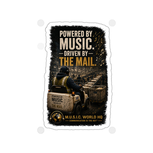 Postal Music - Powered by Music Die-Cut Sticker
