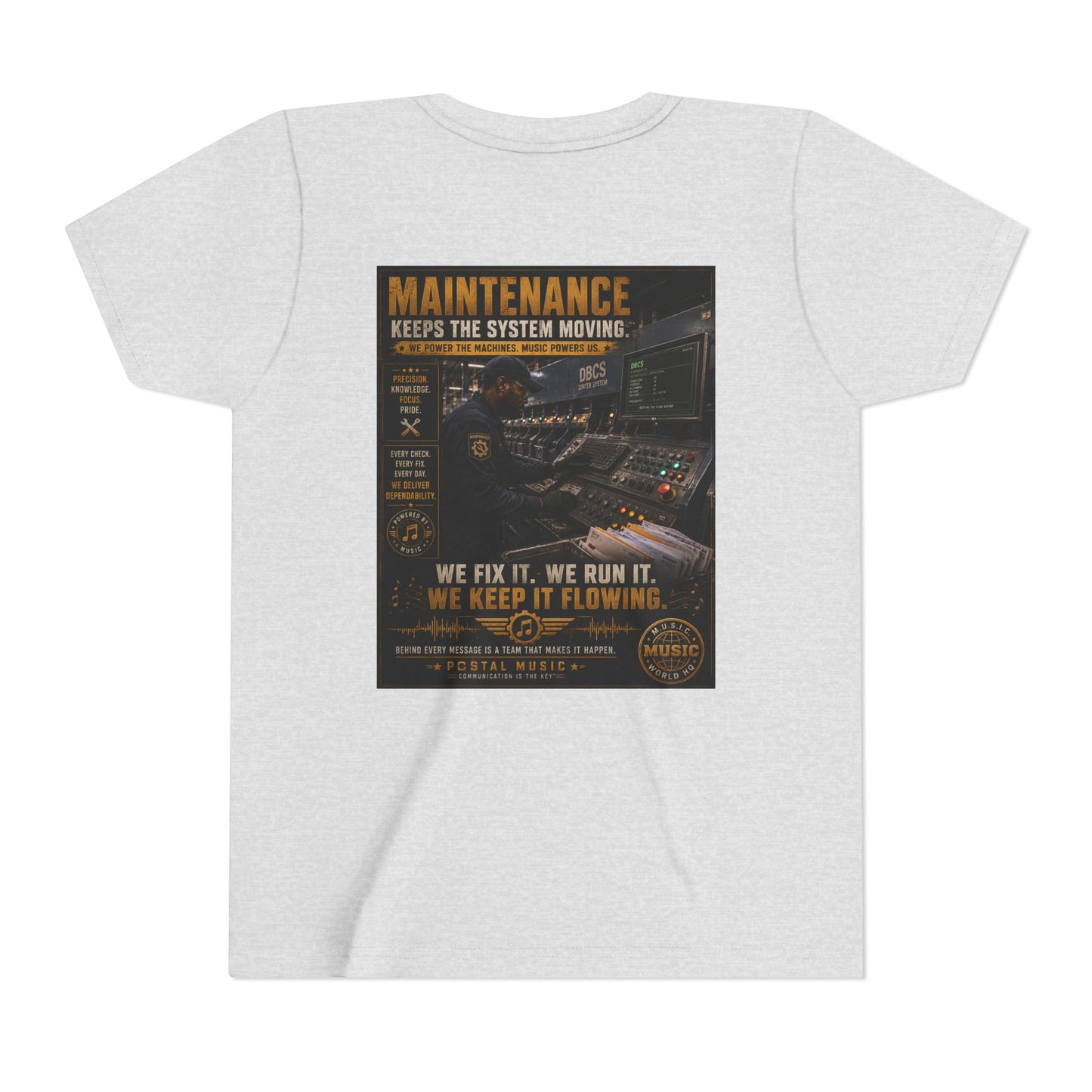 Postal Music — Maintenance Keeps the System Moving — Youth T-Shirt