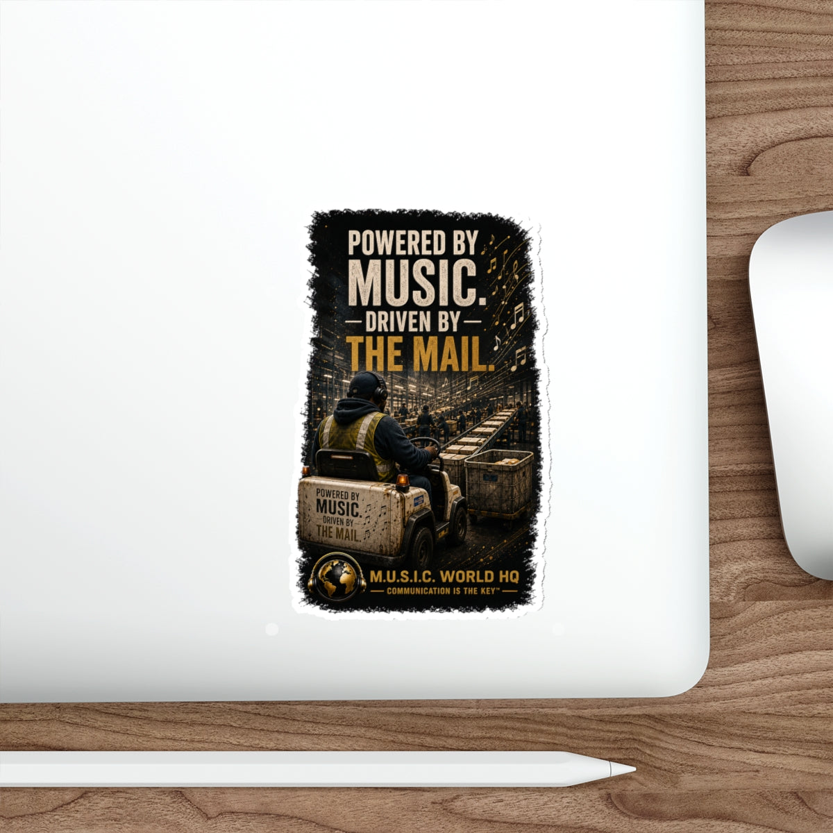 Postal Music - Powered by Music Die-Cut Sticker