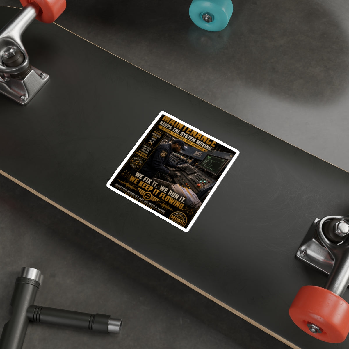 Postal Music — Maintenance Keeps the System Moving — Die-Cut Sticker
