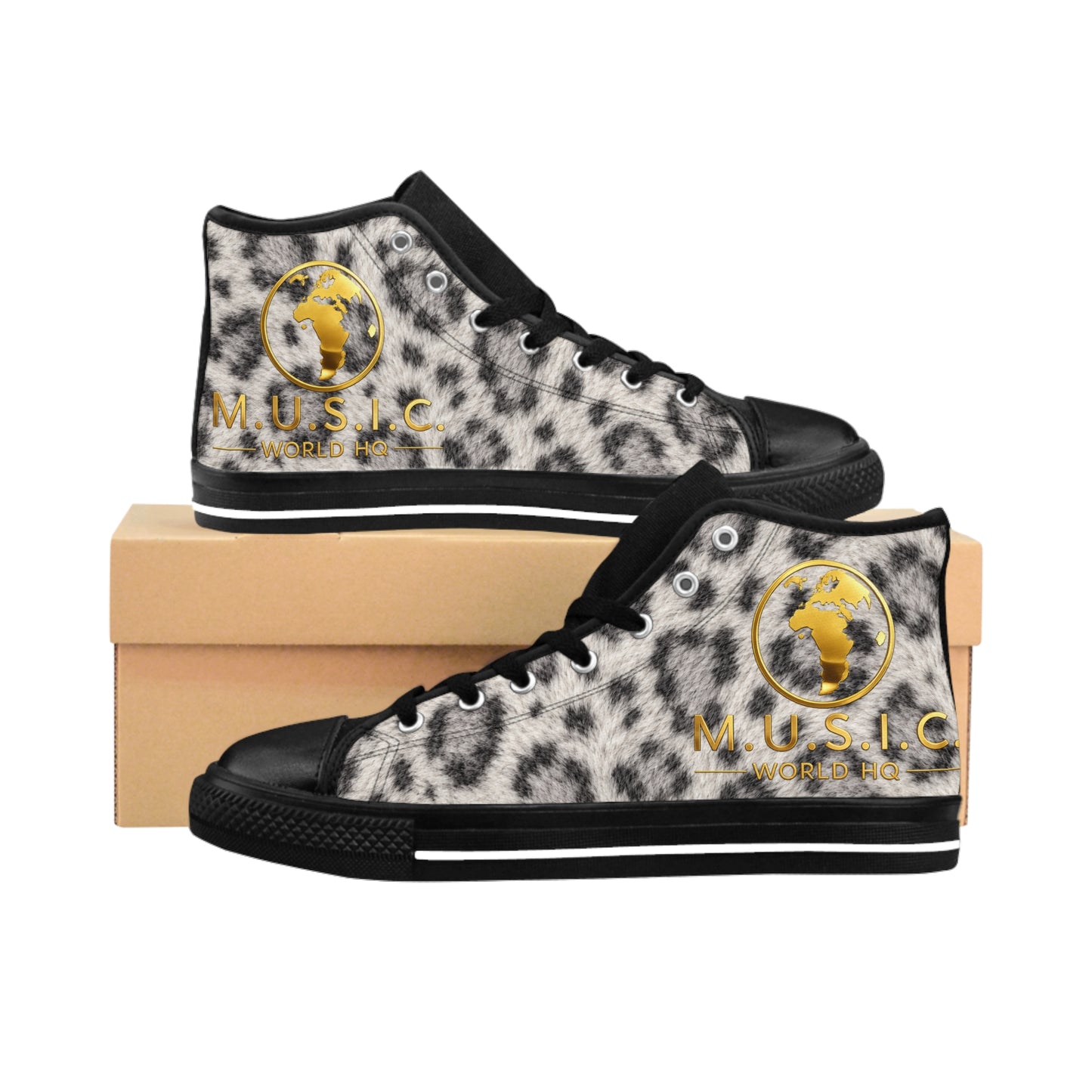Wild by Design™ — Snow Leopard Print High-Top Sneakers | Big Cat Dynasty