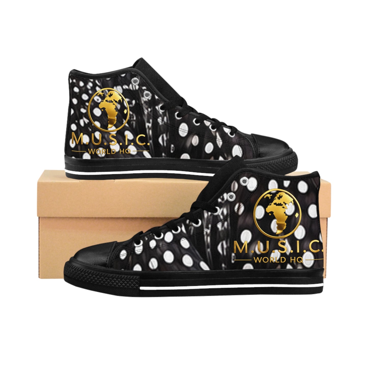 Wild by Design™ — Helmeted Guineafowl Print High-Top Sneakers | Feathered Royalty