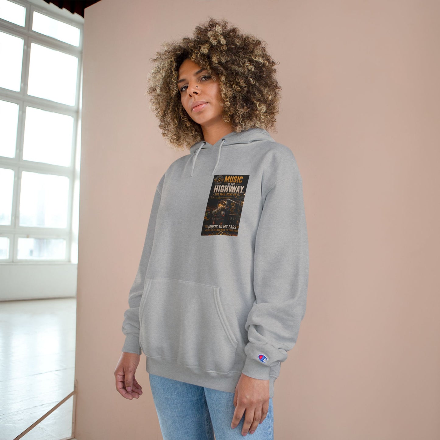 Postal Music — Music Is the Highway — Champion Premium Hoodie