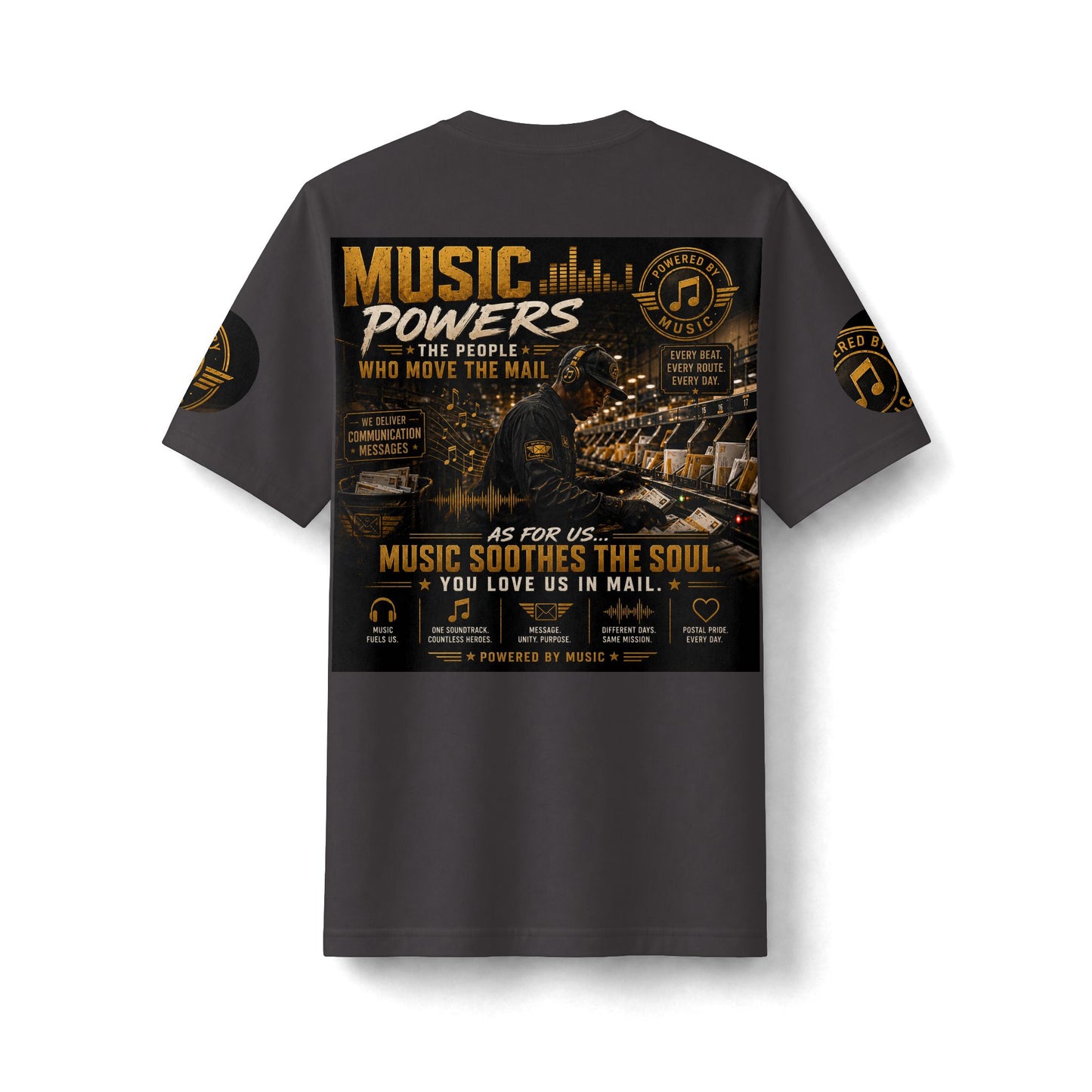 Postal Music — Music Powers the People — Heavyweight T-Shirt