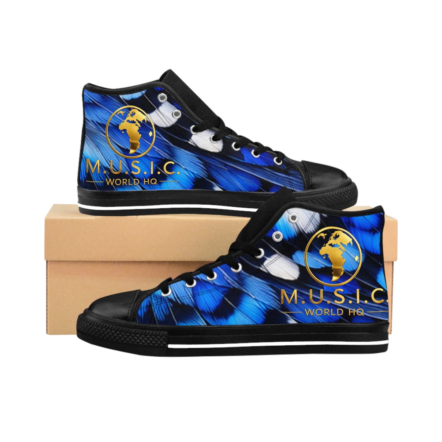 Wild by Design™ — Blue Jay Print High-Top Sneakers | Feathered Royalty
