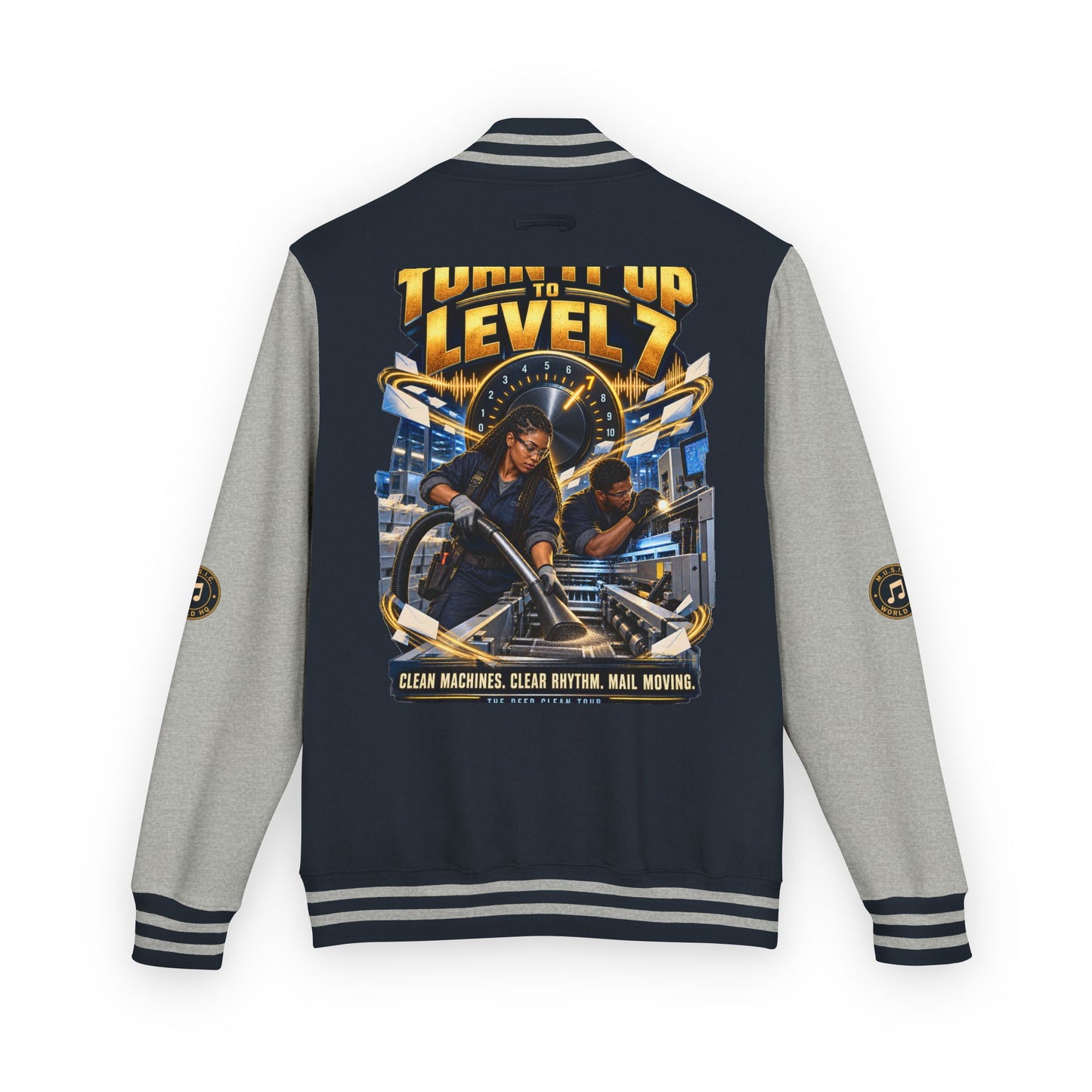 Postal Music - Turn It Up to Level 7 - Heavyweight Letterman Jacket