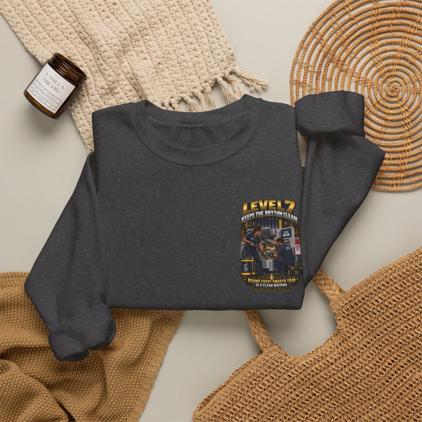Postal Music - Level 7 Keeps the Rhythm Clean - Heavyweight Crewneck Sweatshirt