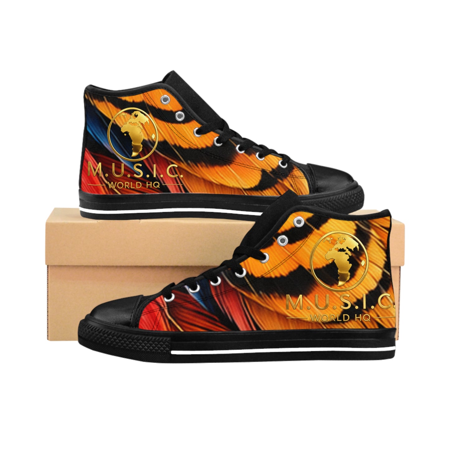 Wild by Design™ — Golden Pheasant Print High-Top Sneakers | Feathered Royalty