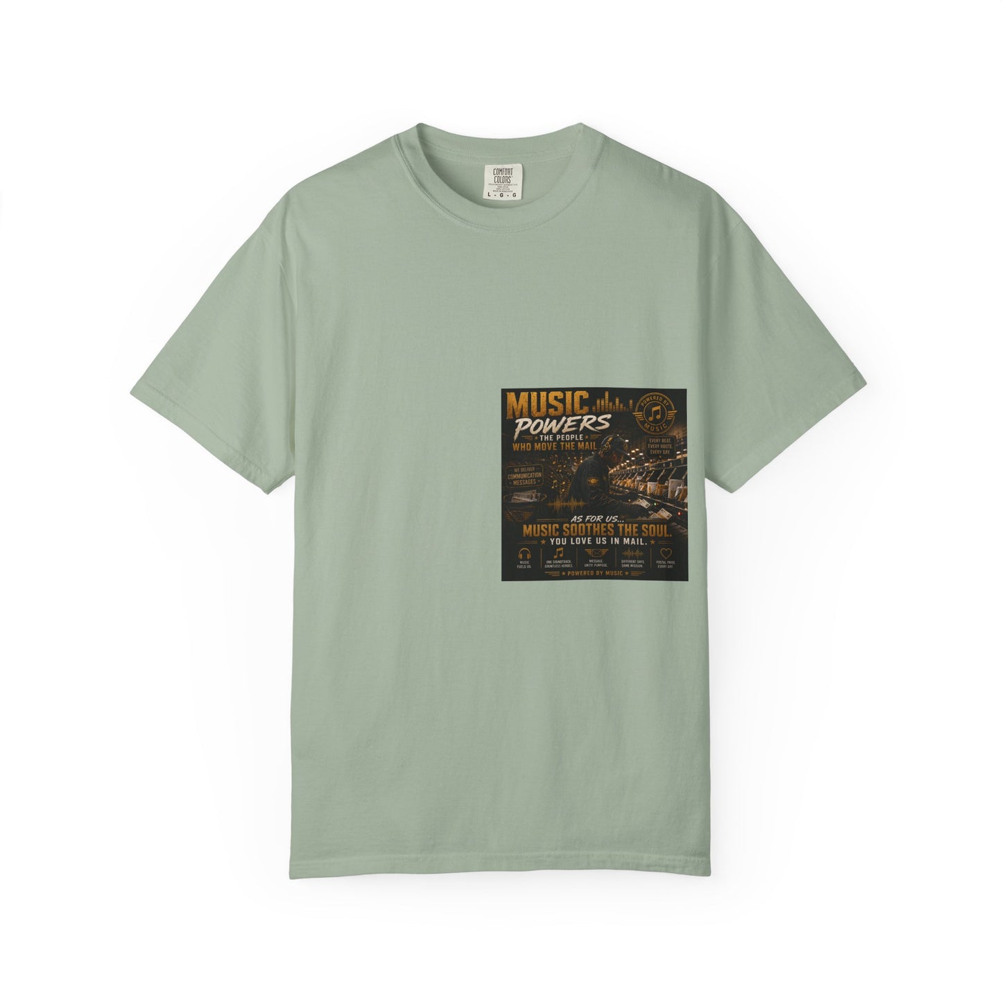 Postal Music — Music Powers the People — Garment-Dyed T-Shirt