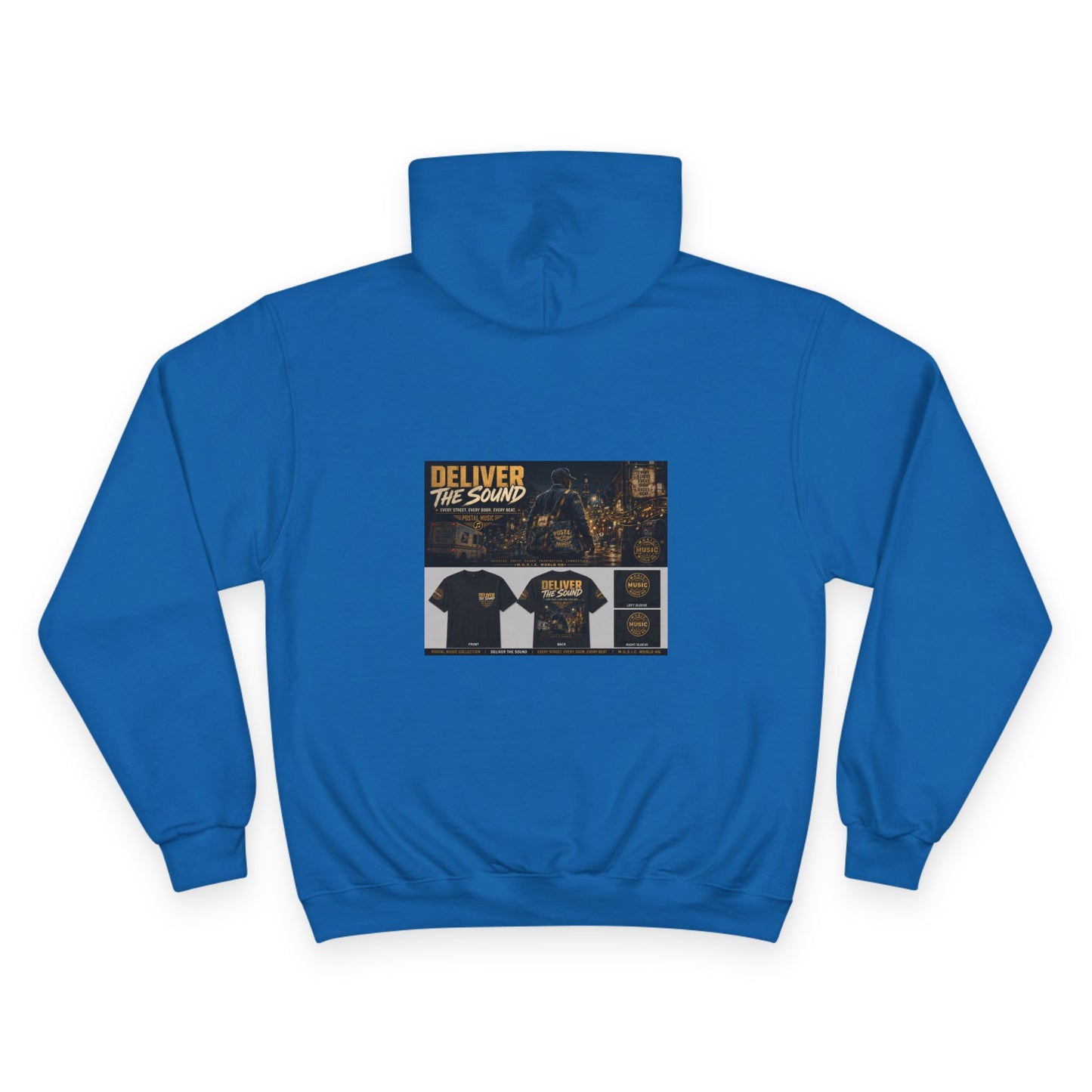 Postal Music — Deliver the Sound — Champion Premium Hoodie