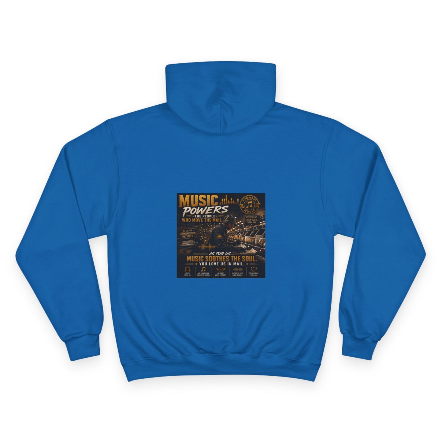 Postal Music — Music Powers the People — Champion Premium Hoodie