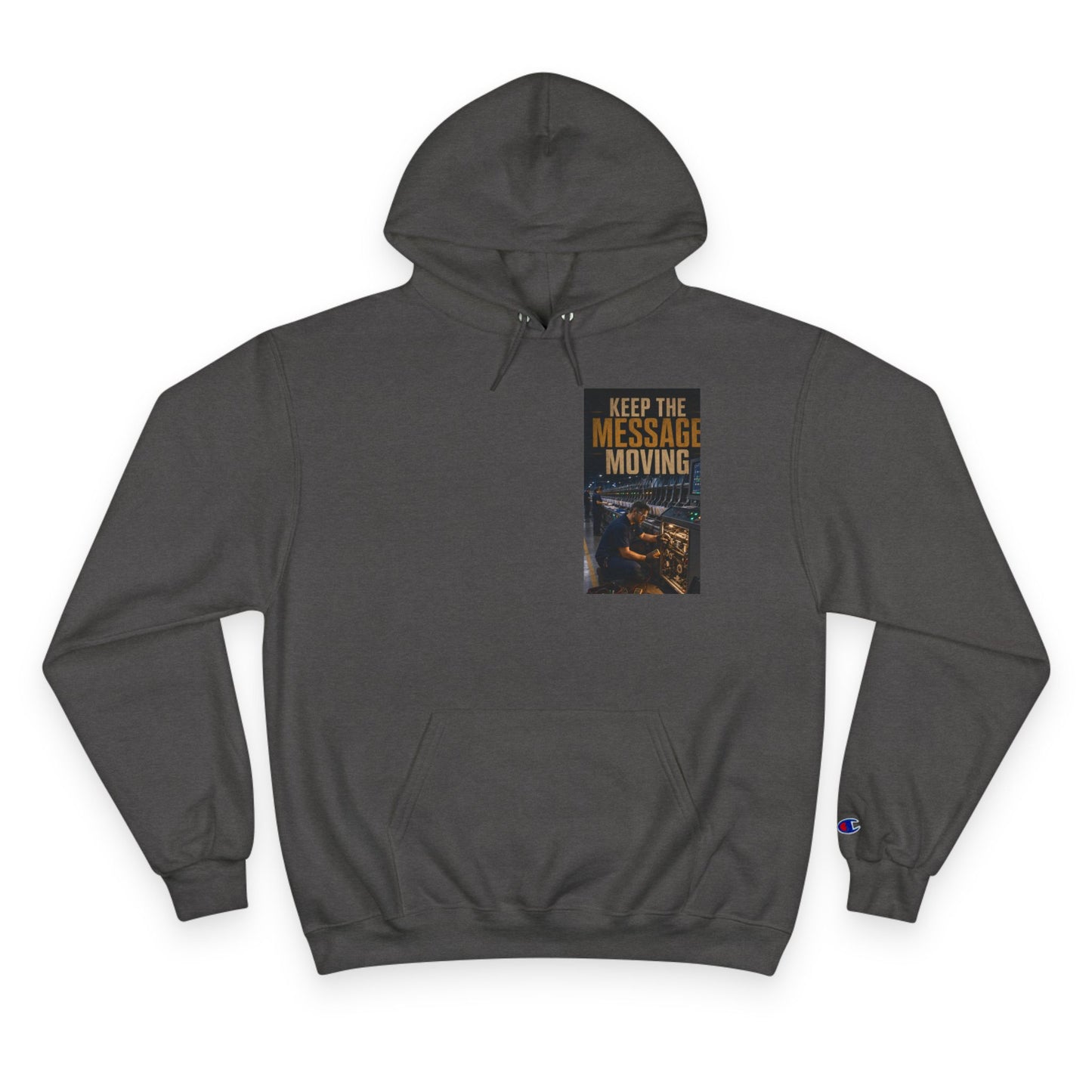 Postal Music — Keep the Message Moving — Champion Premium Hoodie