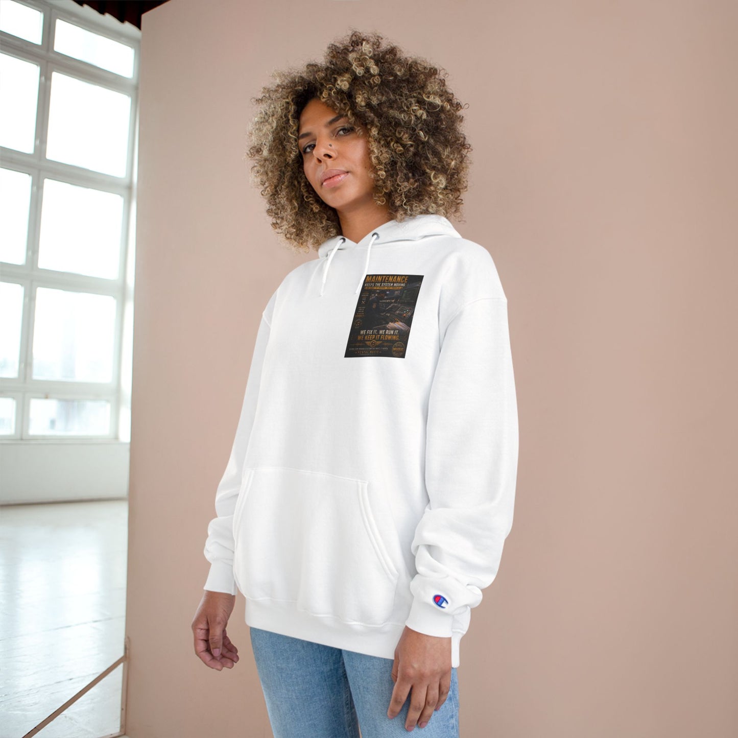 Postal Music — Maintenance Keeps the System Moving — Champion Premium Hoodie