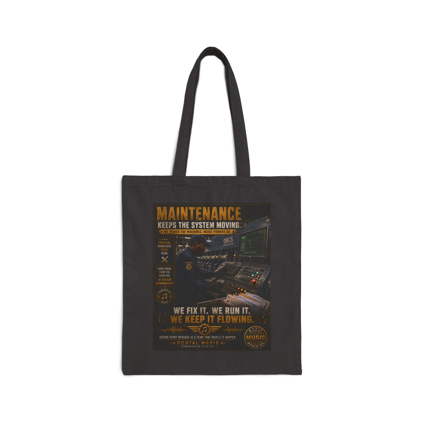 Postal Music — Maintenance Keeps the System Moving — Canvas Tote