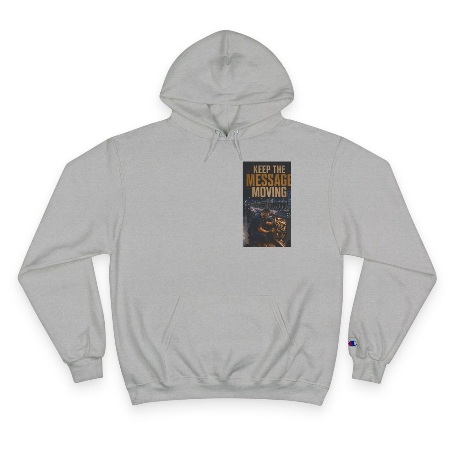 Postal Music — Keep the Message Moving — Champion Premium Hoodie