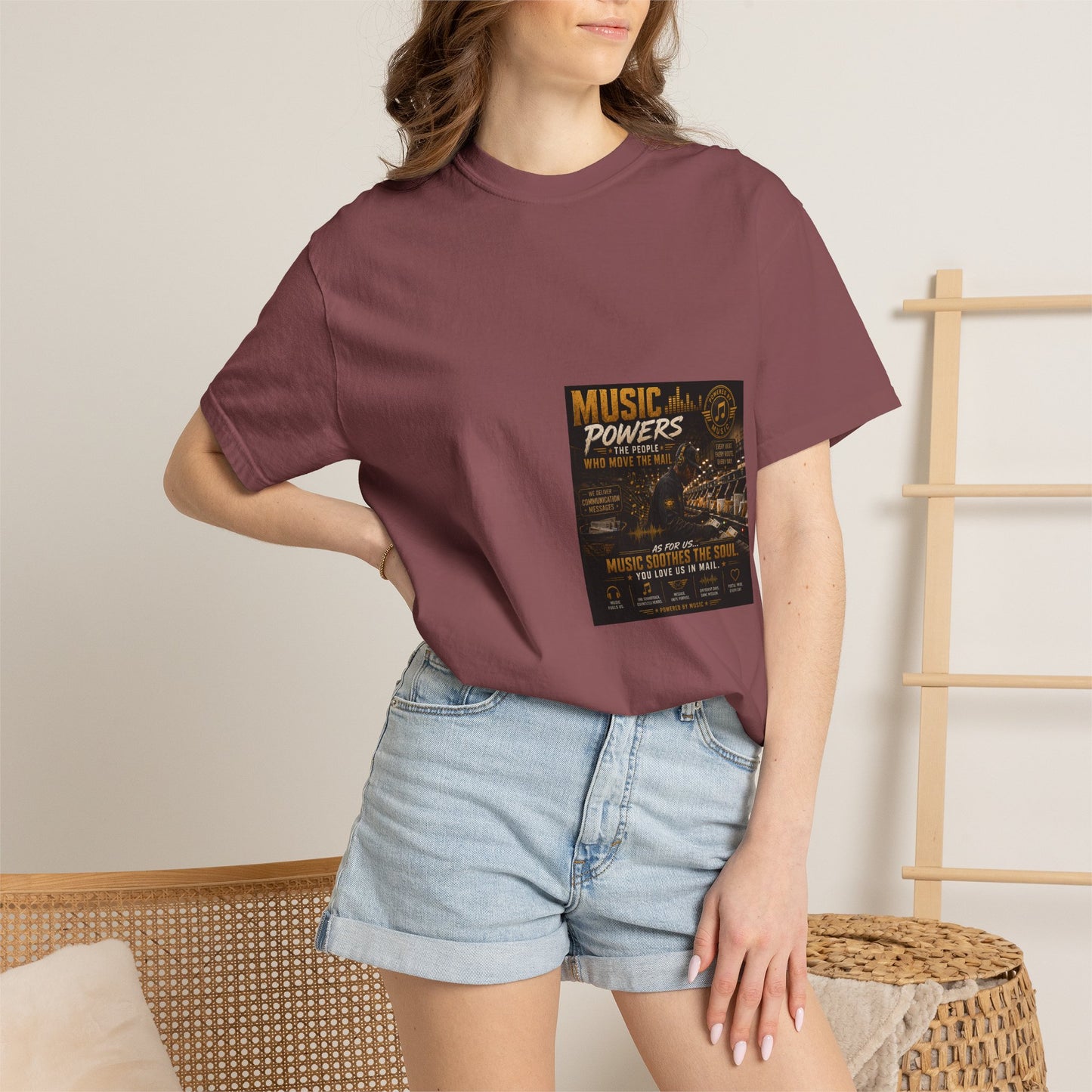 Postal Music — Music Powers the People — Garment-Dyed T-Shirt