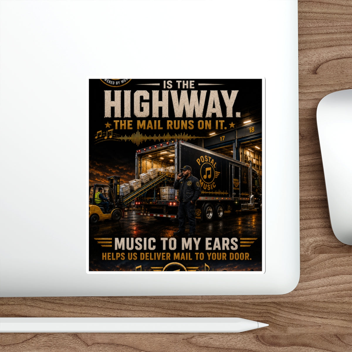 Postal Music — Music Is the Highway — Die-Cut Sticker
