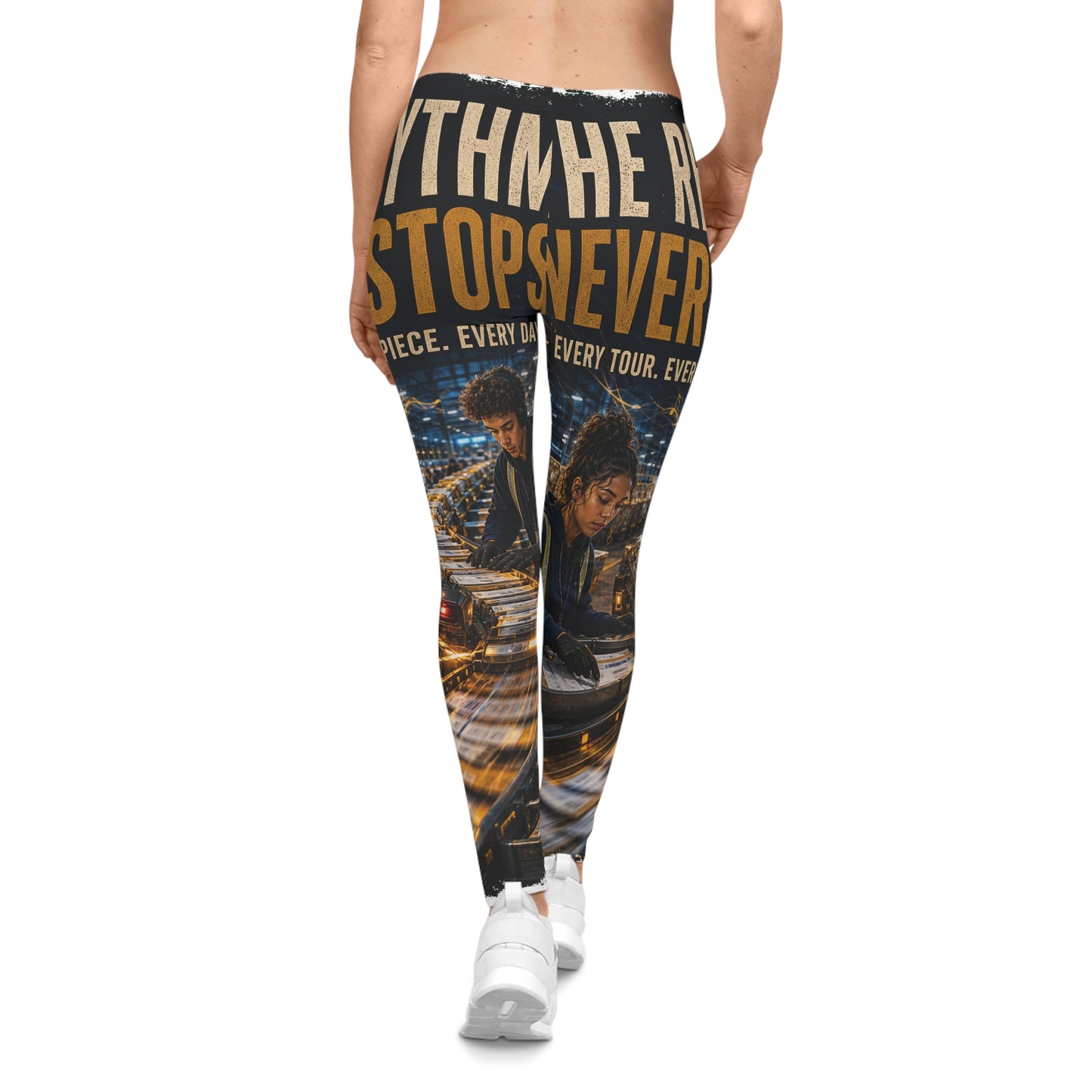 Postal Music — The Rhythm Never Stops — Women's Casual Leggings (AOP)