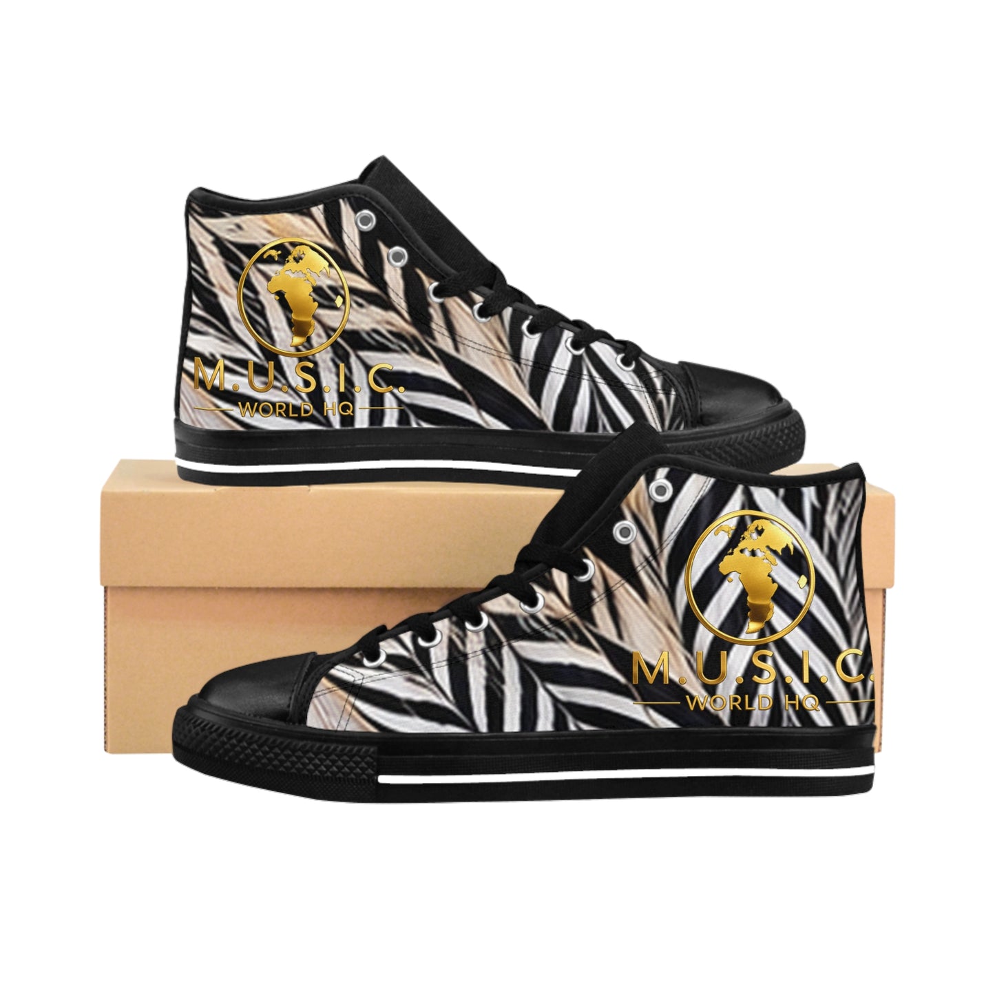 Wild by Design™ — Silver Pheasant Print High-Top Sneakers | Feathered Royalty