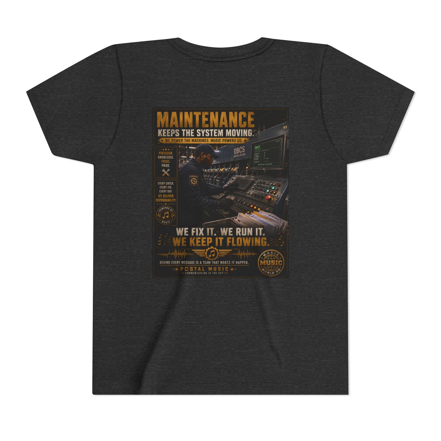 Postal Music — Maintenance Keeps the System Moving — Youth T-Shirt