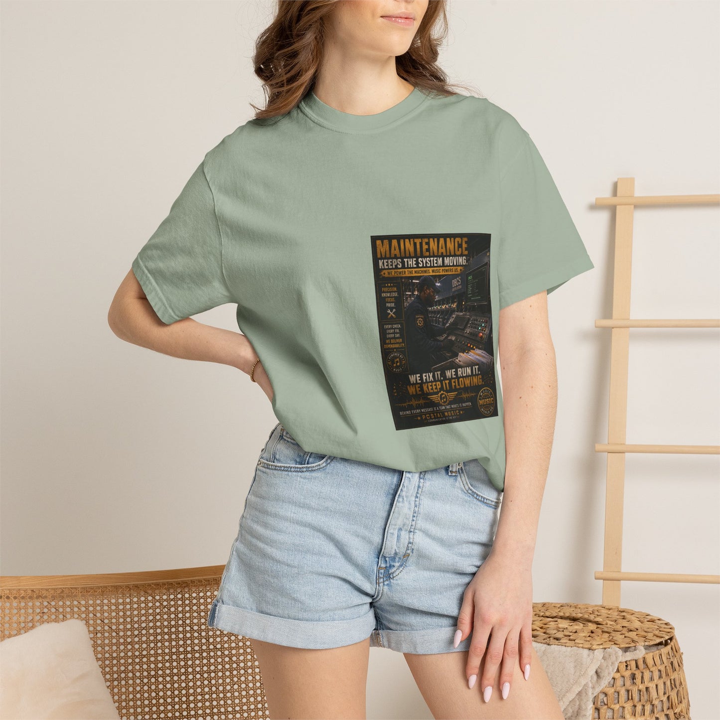Postal Music — Maintenance Keeps the System Moving — Garment-Dyed T-Shirt