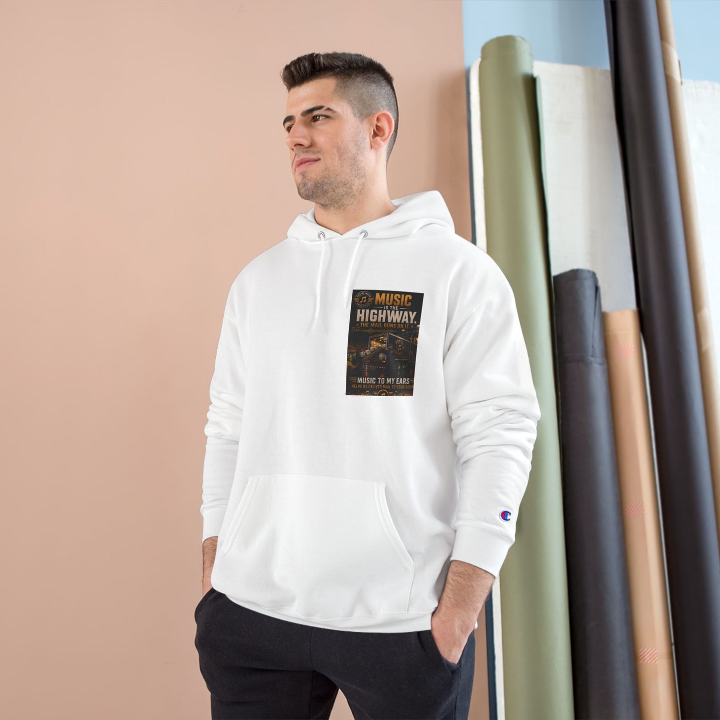 Postal Music — Music Is the Highway — Champion Premium Hoodie